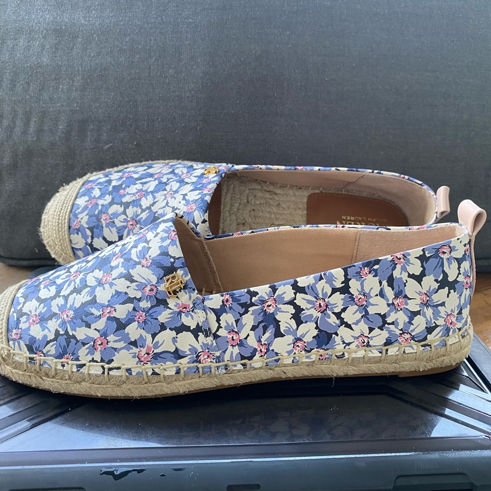 Lauren Ralph Lauren Cameryn III Floral Leather Espadrilles-Size 9 NWOT
